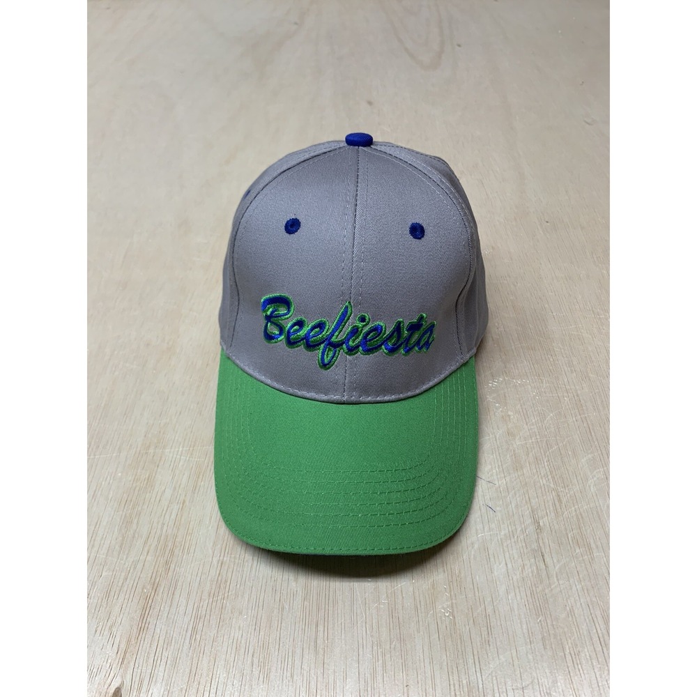 JF Beaver Advertising Beef Hat Cap Adjustable‎ Strap Back Gray Green Brim